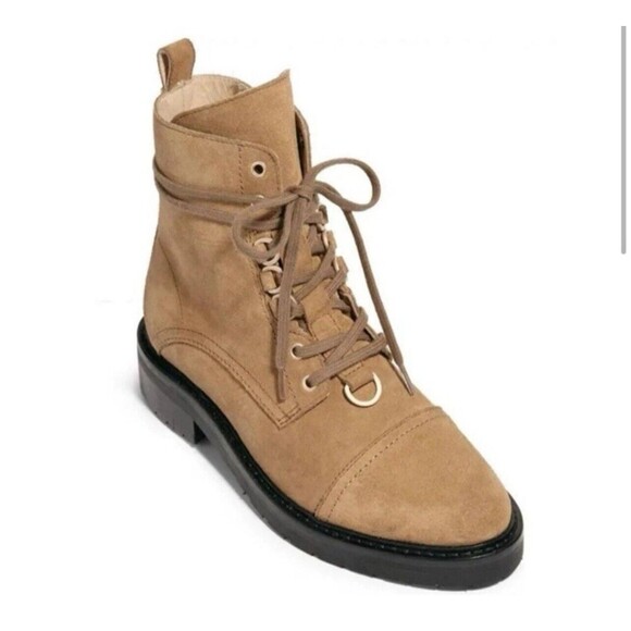 AllSaints Lira Hiker Lace up Combat Suede Boots In Tan Sz 38 New - Picture 1 of 8